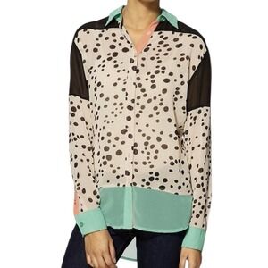 Anthropologie THML Top Shirt Women's Small Long Sleeve Bohemian Button Up Sheer